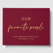 Chic Script Bourgogne Fotobruiloft Gastenboek (Voorkant)