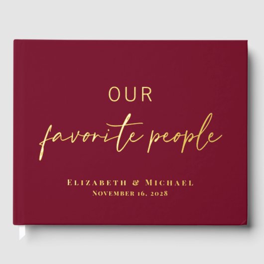 Chic Script Bourgogne Fotobruiloft Gastenboek (Voorkant)