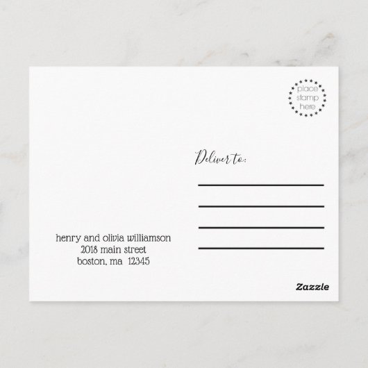 chic script bruiloft bedankt foto briefkaart (Achterkant)