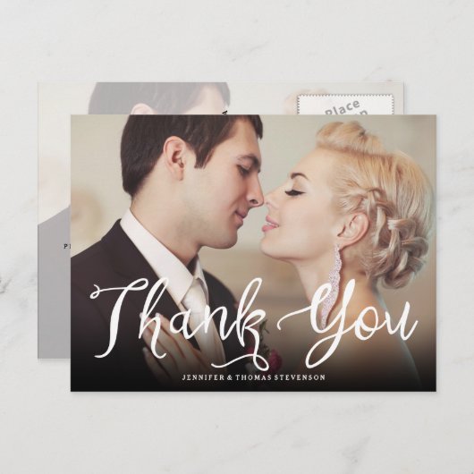 Chic Script bruiloft Dank u Briefkaart (Voorkant / Achterkant)