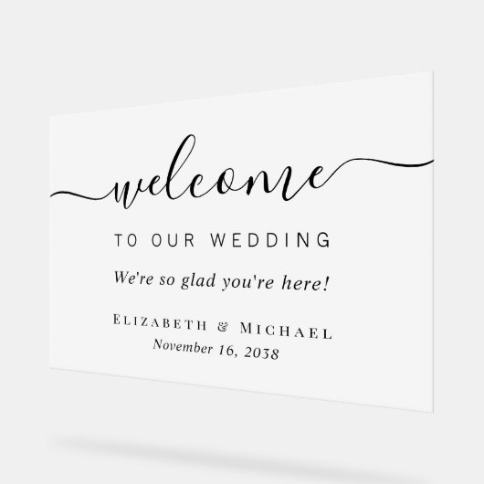 Chic Script bruiloft welkom Frosted Acryl Bord (Hoek)