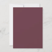 Chic Script Burgundy Leaf Minimal Wedding Kaart (Achterkant)