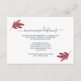Chic Script Burgundy Leaf Wedding Information Informatiekaartje