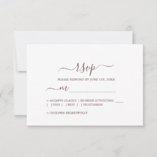 Chic Script Burgundy Minimal Wedding RSVP Kaartje