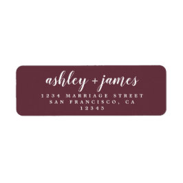 Chic Script Burgundy Trouwretouradres Etiket