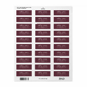 Chic Script Burgundy Trouwretouradres Etiket (Full Sheet)