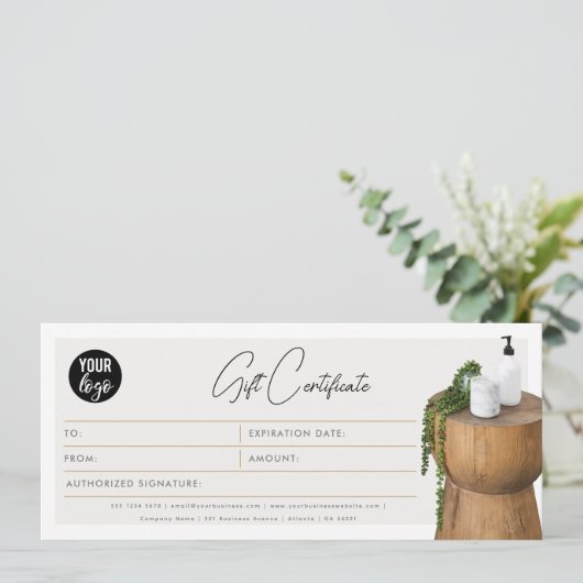 Chic Script Business Logo Cadeaubon Voucher (Staand voorkant)