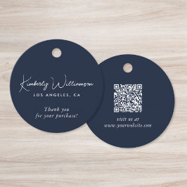 Chic Script Business QR Code Thank You Gift Tag Bedankjes Labels