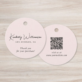 Chic Script Business QR Code Thank You Gift Tag Bedankjes Labels