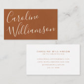 Chic Script Calligrafie Elegante Terracotta Textuu Visitekaartje (Voorkant / Achterkant)