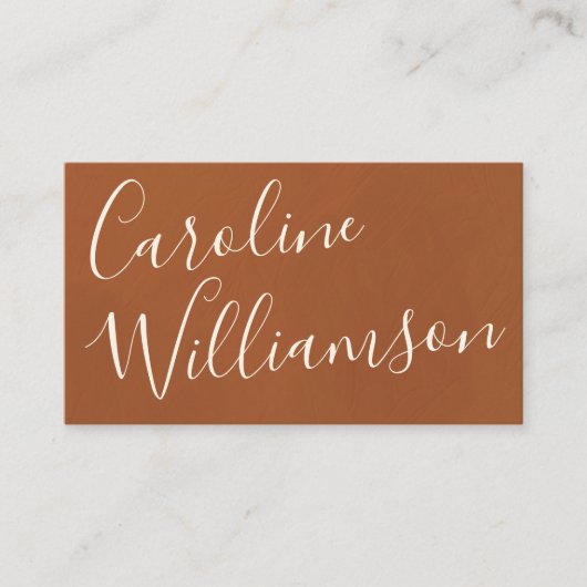 Chic Script Calligrafie Elegante Terracotta Textuu Visitekaartje (Voorkant)