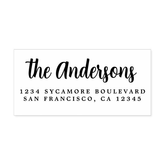 Chic Script Calligrafie Familienaam Retouradres Rubberstempel (Afrduk)
