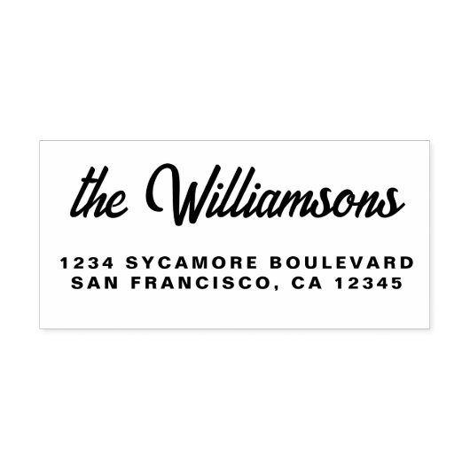 Chic Script Calligrafie Familienaam Retouradres Rubberstempel (Afrduk)