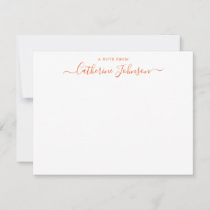 Chic Script Calligraphy A Note from Autumn Oranje Notitiekaartje
