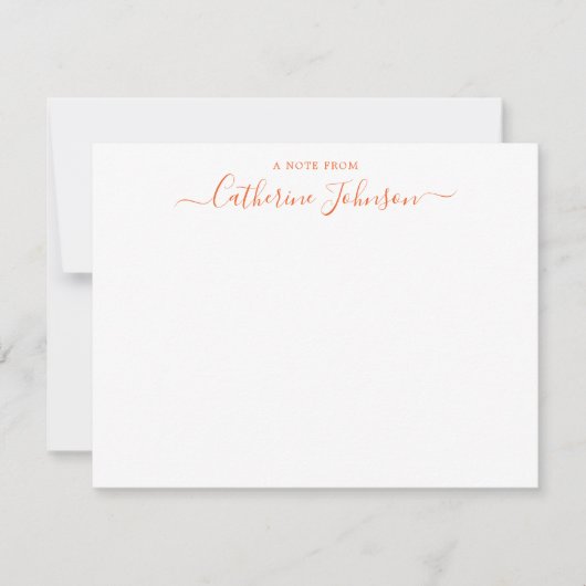 Chic Script Calligraphy A Note from Autumn Oranje Notitiekaartje (Voorkant)