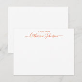 Chic Script Calligraphy A Note from Autumn Oranje Notitiekaartje (Voorkant / Achterkant)