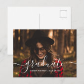 Chic Script Calligraphy Afstuderen Foto Aankondigingskaart (Voorkant / Achterkant)