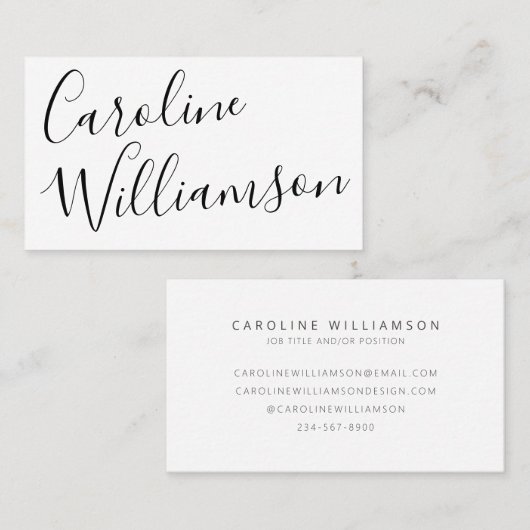 Chic Script Calligraphy Elegant Modern Monogram Visitekaartje (Voorkant / Achterkant)