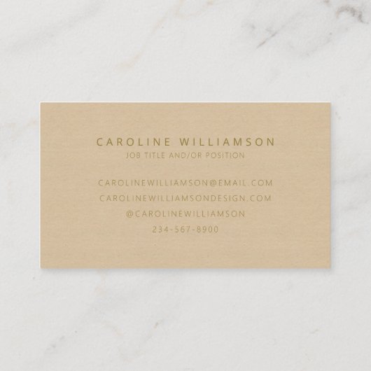 Chic Script Calligraphy Elegant Textured Taupe Tan Visitekaartje (Achterkant)