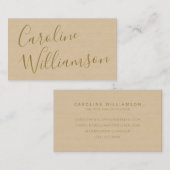Chic Script Calligraphy Elegant Textured Taupe Tan Visitekaartje (Voorkant / Achterkant)