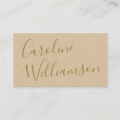 Chic Script Calligraphy Elegant Textured Taupe Tan Visitekaartje (Voorkant)