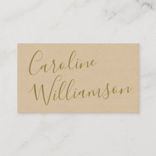Chic Script Calligraphy Elegant Textured Taupe Tan Visitekaartje