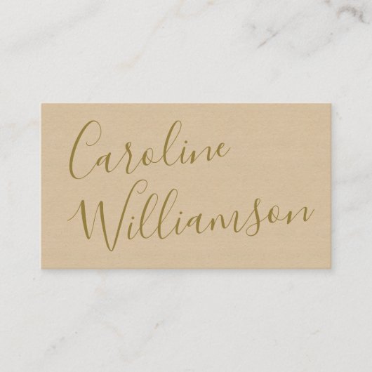 Chic Script Calligraphy Elegant Textured Taupe Tan Visitekaartje (Voorkant)