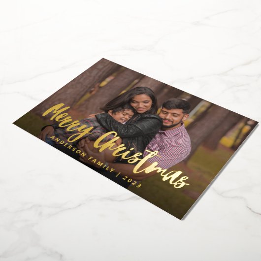 Chic Script Calligraphy Family Folie Feestdagenkaart (Gedraaid)