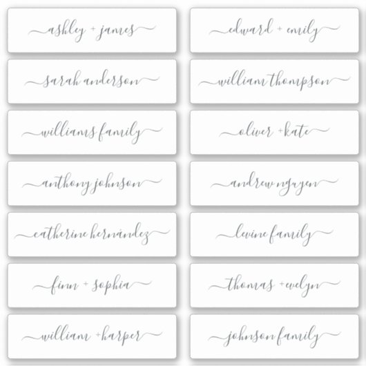 Chic Script Calligraphy Guest Names Labels (Voorkant)