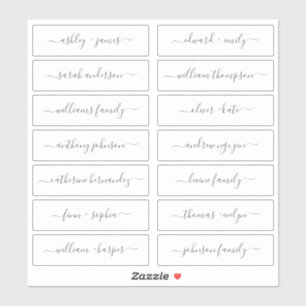 Chic Script Calligraphy Guest Names Labels