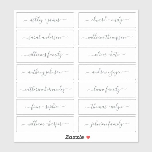 Chic Script Calligraphy Guest Names Labels (Vel)