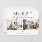 Chic Script Calligraphy Merry Two Photo Notitiekaartje (Voorkant)