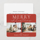 Chic Script Calligraphy Merry Two Photo Notitiekaartje (Voorkant / Achterkant)