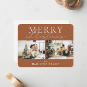 Chic Script Calligraphy Merry Two Photo Notitiekaartje (Voorkant / Achterkant in situ)