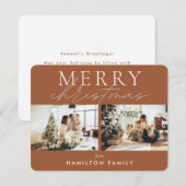 Chic Script Calligraphy Merry Two Photo Notitiekaartje (Voorkant / Achterkant)