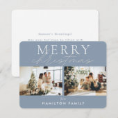 Chic Script Calligraphy Merry Two Photo Notitiekaartje (Voorkant / Achterkant)