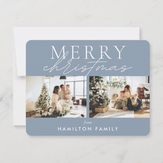 Chic Script Calligraphy Merry Two Photo Notitiekaartje (Voorkant)