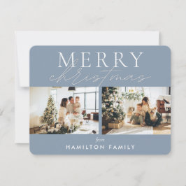 Chic Script Calligraphy Merry Two Photo Notitiekaartje