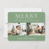 Chic Script Calligraphy Merry Two Photo Notitiekaartje (Voorkant)