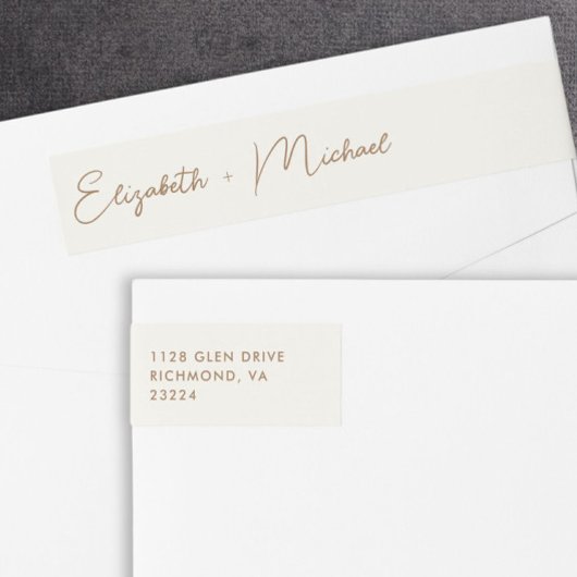Chic Script Cream Gold Wedding Retouradres