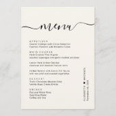 Chic Script Crème Trouwreceptie Menu (Voorkant)