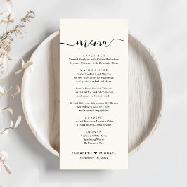 Chic Script Crème Trouwreceptie Menu