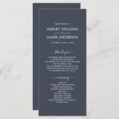 Chic Script Dark Blue Simple Minimal Wedding Programmakaart (Voorkant / Achterkant)