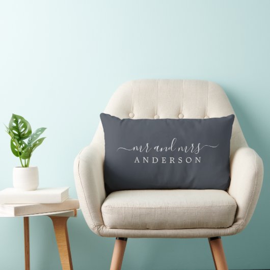 Chic Script de heer Mrs. Charcoal Blue Pas getrouw Kussen (Stoel)