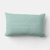 Chic Script de heer Mrs Pastel Blue Pas getrouwd M Kussen (Achterkant)