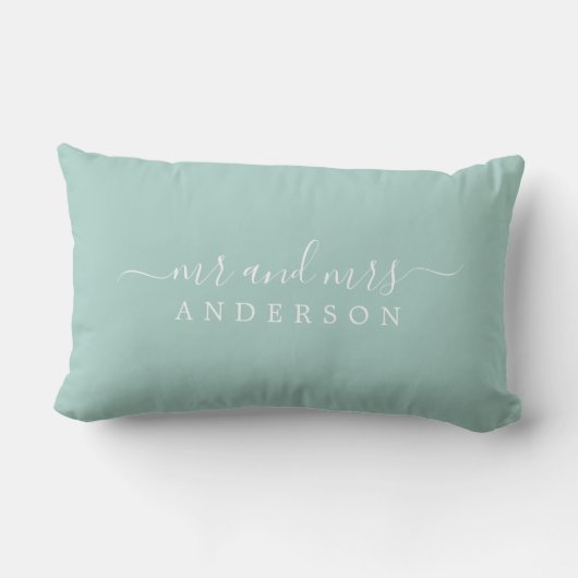 Chic Script de heer Mrs Pastel Blue Pas getrouwd M Kussen (Achterkant)