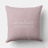 Chic Script de heer Mrs Pastel Paarse Pas getrouwd Kussen (Achterkant)