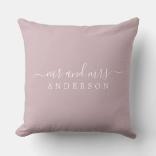 Chic Script de heer Mrs Pastel Paarse Pas getrouwd Kussen