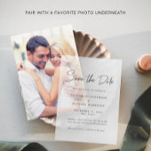 Chic Script De Vellum-overlay-datum opslaan Vellum Uitnodigingen