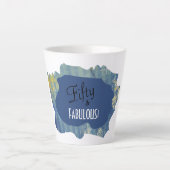 Chic Script Denim Scrap Fifty & FABULOUS! Birthday Latte Mok (Voorkant)